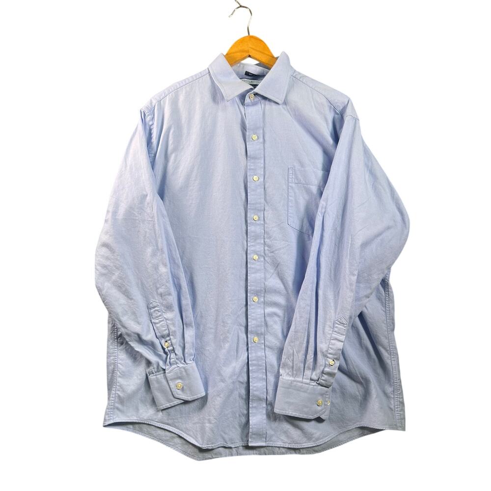 Tommy Hilfiger Men's Slim Fit Dress Shirt XL Light Blue Solid Cotton Spread